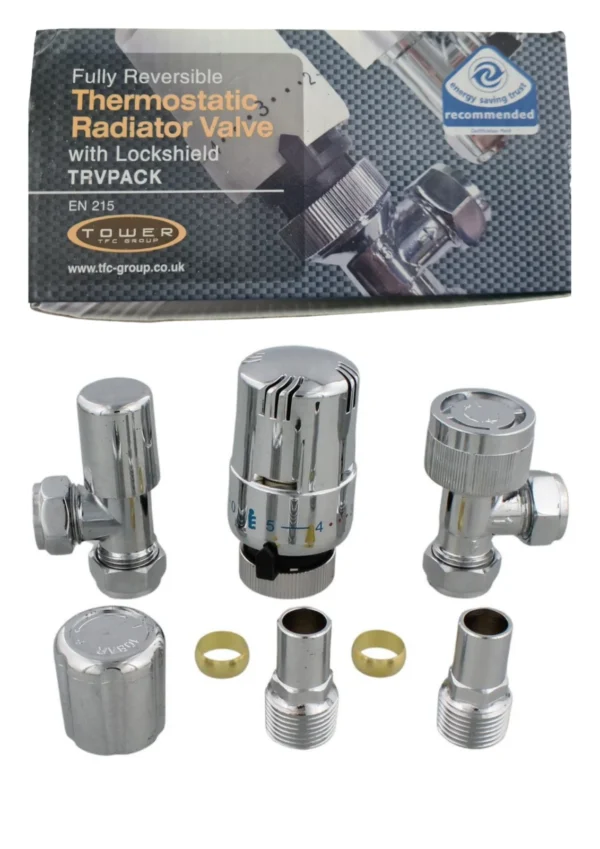 Tower Radiator Connector Tower Fully Reversible Thermostatic Radiator Valve with Lockshield ...