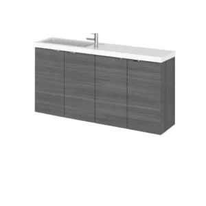 Hudson Reed Fusion 1000mm Wall Hung Combination Unit with Basin in Anthracite Woodgrain