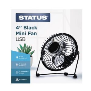 Status - 4" USB Mini Fan - Metal Gloss Black