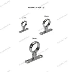 Screw On Pressed Pipe Clips Cast Chrome 15mm